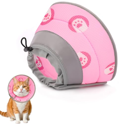 Katzenkegelhalsband, weich, um das Lecken nach Operationen zu stoppen, Katzen-Genesungshalsband für kleine und große Katzen, verstellbares elisabethanisches Halsband Katzenkegelhalsband, weich, um das Lecken nach Operationen zu stoppen, Katzen-Genesungshalsband für kleine und große Katzen, verstellbares elisabethanisches Halsband von Toptakeit