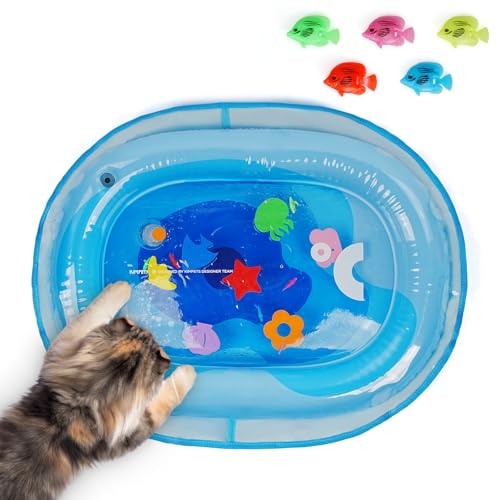 Toptakeit Katzen-Wassersensorische Spielmatte mit extra Schutzhülle, verdickte Ellipse, Katzenwasserbett, Spielzeug für Katzen, Hunde, Haustiere Toptakeit Katzen-Wassersensorische Spielmatte mit extra Schutzhülle, verdickte Ellipse, Katzenwasserbett, Spielzeug für Katzen, Hunde, Haustiere von Toptakeit