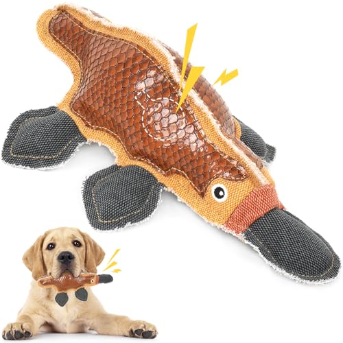 Toptakeit Langlebiges Hundespielzeug für aggressive Kauer, Plüsch-Hundespielzeug, um sie zu beschäftigen, quietschendes Hundespielzeug für Welpen, kleine, mittelgroße und große Hunde von Toptakeit