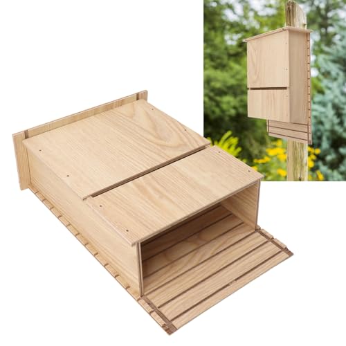 Topyond Einstöckiges Fledermaushaus aus Holz Für Den Außenbereich – Traufendesign Für Den Gartenlebensraum – Lockt Fledermäuse An, Idealer Fledermausschutz Für Den Außenbereich von Topyond