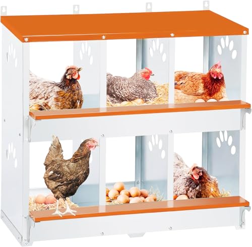 Toriexon Hühner-Nistkasten mit 6 Fächern, Metall Nistkästen für Hühner, Indoor & Outdoor, Wandmontage Legekästen für Hühner, 81.0 cm L x 33.0 cm B x 63.5 cm H, Orange Toriexon Hühner-Nistkasten mit 6 Fächern, Metall Nistkästen für Hühner, Indoor & Outdoor, Wandmontage Legekästen für Hühner, 81.0 cm L x 33.0 cm B x 63.5 cm H, Orange von Toriexon