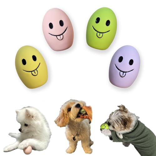 Torytos Quietschendes Hundespielzeug, eiförmiger Ball, 4 Stück, Mini-Größe (3,8 x 4,8 cm) für kleine Hunde von Torytos