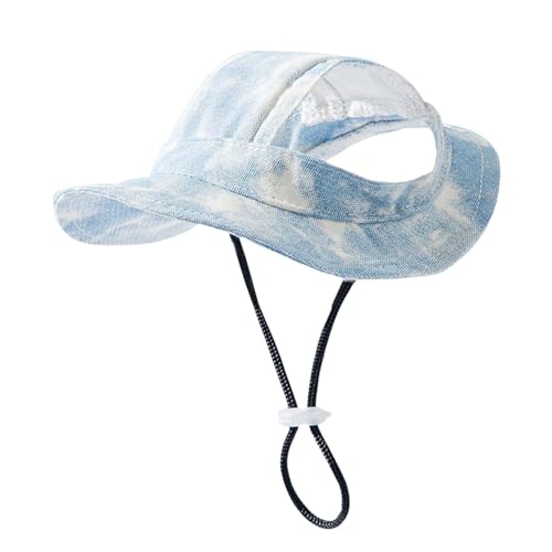 Hundemütze mit runder Krempe, Hundeschirmmütze | Mesh Poröser Sonnenhut mit Ohrlöchern,Outdoor-Visier, runde Krempe, Prinzessinnen-St, Verstellbarer Kinnriemen für kleine und mittelgroße Kat von Toseky