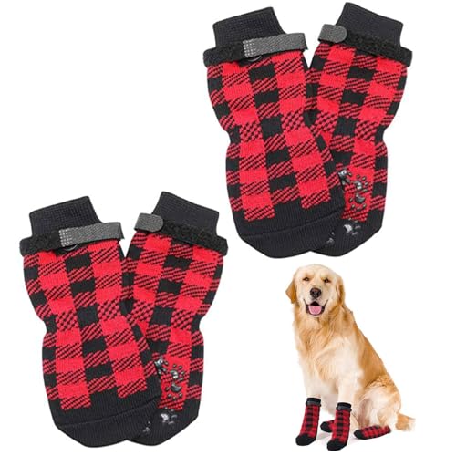 Toseky Hundeschuhe, Hundepfotensocken | Hundepfoten-Grip-Socken,Rutschfester Weihnachtspfotenschutz, Sockenpfotenschutz für mittelgroße und kleine Haustiere, Hunde und Katzen von Toseky
