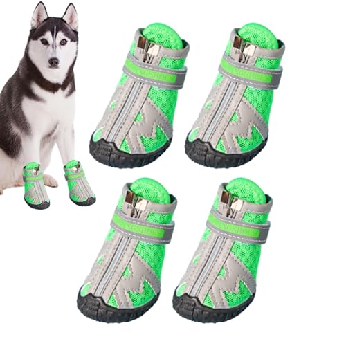 Toseky Hundestiefel, rutschfeste Hundeschuhe - 4 Stück Outdoor-Stiefel für Hunde | Atmungsaktive, rutschfeste Hundeschuhe in 5 Größen mit robuster Gummisohle. Für Spaziergänge im Freien und auf von Toseky