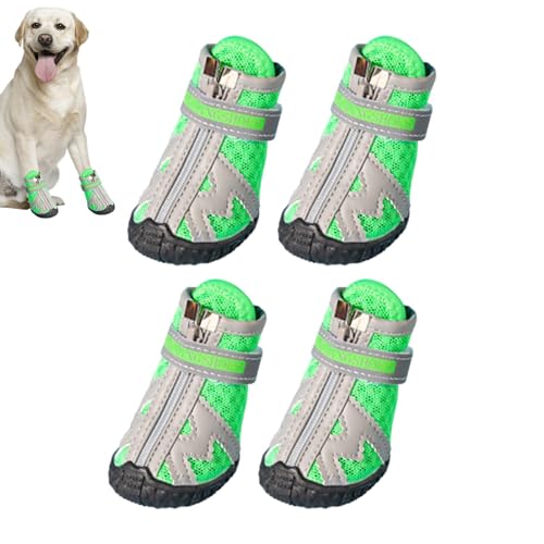 Toseky Mesh-Hundeschuhe,Hundeschuhe Outdoor | 4 Stück Outdoor-Stiefel für Hunde | Hundeschuhe in 5 Größen, atmungsaktiv, verhindert EIN Verrutschen der Hundeschuhe mit robuster Gummisohle für von Toseky