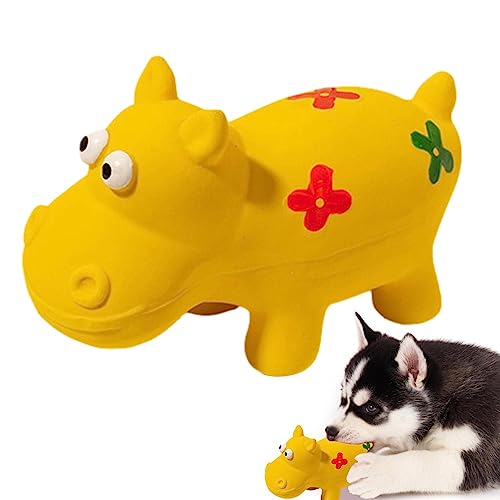 Toseky Quietschspielzeug für kleine Hunde | Süßes Nilpferd aus Latex, weiches, interaktives Kauspielzeug,Hunde-Beißspielzeug, Welpen-Kauspielzeug, gefüllte Plüsch-Früchte-Snacks von Toseky