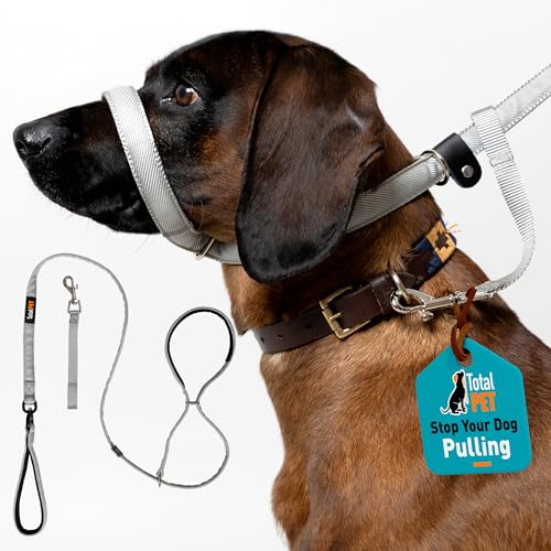 Total Pet 8er Hundeleine Flach mit Anti Tangle Drehmechanismus - Anti Zug Stop Hunde Ziehen - Retrieverleinen Reflektierend mit gepolsterter Nasenstütze - 210cm von Total Pet