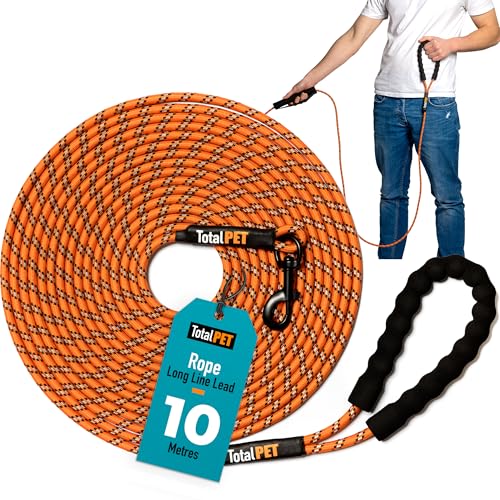 Total Pet Seil-Trainingsleine für Hunde – lange Leine für Training Rückruf & Befehle auf Distanz mit Kontrollgriff (10 m) von Total Pet