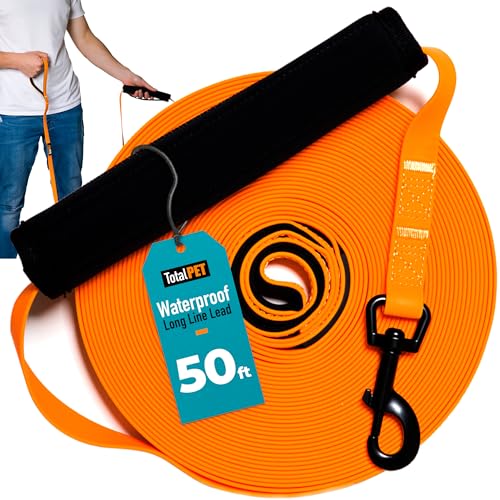 Total Pet Trainingsleine für Hunde, wasserdichte lange Leine für Rückruf- & Gehorsamstraining – Extra lange Hundeleine – für alle Größen geeignet (15 m) von Total Pet