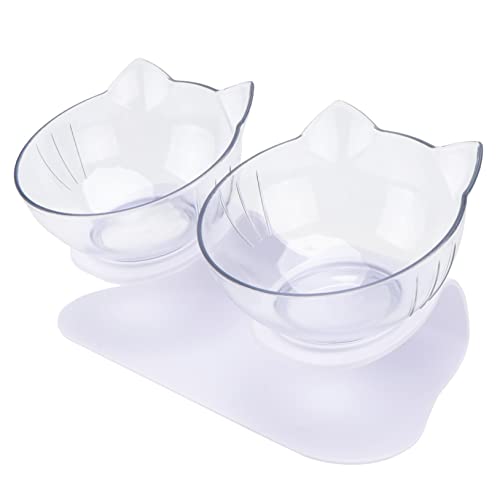 Totority 1 Satz Rutschfester Futternapf katzenfutter pet Supplies Katzenapfschale Dog Bowls hundekot Fütterung Schüsseln Dual Gericht gekippt Haustierbedarf Haustiernapf ABS-Material Weiß von Totority