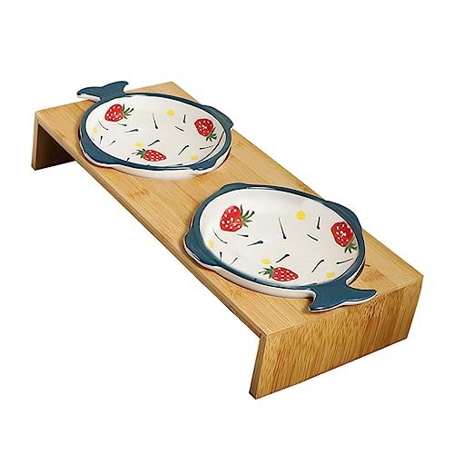 Totority 1Set Hand Bemalt Keramik Doppel Schüssel Haustier Wasser Feeder Katzenfutter Feeder Hundefutter Schüssel Bambus Totority 1Set Hand Bemalt Keramik Doppel Schüssel Haustier Wasser Feeder Katzenfutter Feeder Hundefutter Schüssel Bambus von Totority