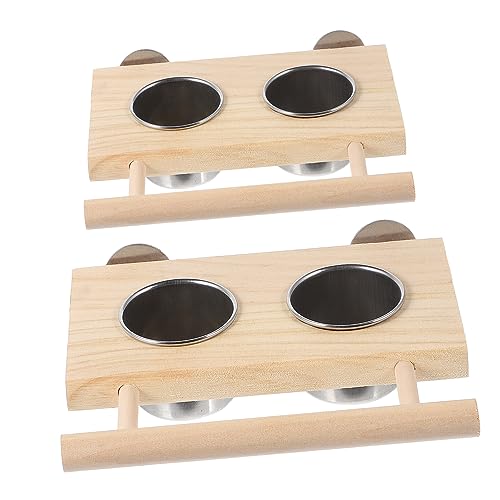 Totority 2 Stück Lebensmittel Box aus Edelstahl Wasser Papagei Stand ausstecher Rentier edelstahlschüsseln Hamster zubehör Futterautomat für Haustiere Becher zum Füttern von Haustieren Holz von Totority