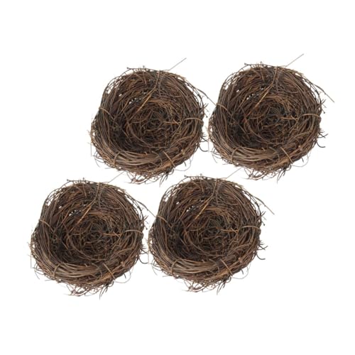 Totority 4 Stück Künstliche Vogel Nester aus Rattan Dekorative Fotografie Requisiten für Garten Tisch und Innenräume Imitation Vogel Nest für Natürliche Dekoration von Totority
