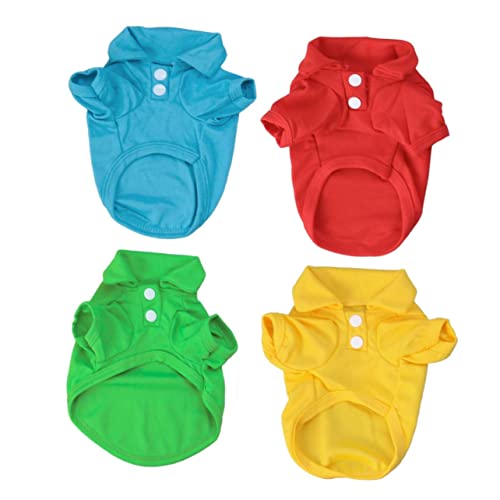 Totority 4 Stücke Pet T Shirts Pure Color für Kleine Hunde Sommerbekleidung mit Kurzen Ärmeln XL Atmungsaktiv und Bequem von Totority