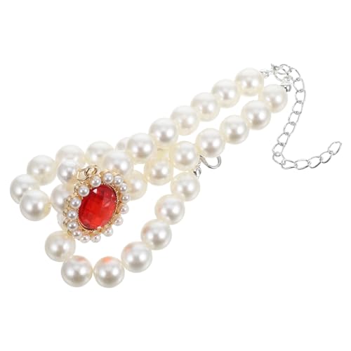 Totority Halskette Mit Haustierperlen Verstellbares Hundehalsband Dekoratives Katzenhalsband Hochzeitskragen Halskette Mit Hundeketten Wiederverwendbares Welpenhalsband Hundeschmuck Abs Rot von Totority