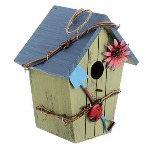 Totority Holzvogelhaus Vogelhaus Vogelkäfig Im Freien Häuser Rustikale Vogelhütte Nisthaus Vogelhäuschen Für Draußen Vogelhäuschen Für Den Garten Dekorativer Vogel Klein Nest Blue von Totority