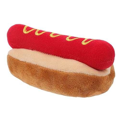 Totority Hot-Dog-Puppe Hundespielzeug Für Haustier Hundewurstspielzeug Welpenzahnen Hunde Haustierspielzeug Kauspielzeug Für Hunde Hundespielzeug Aggressive Kauer Plüsch Rot von Totority