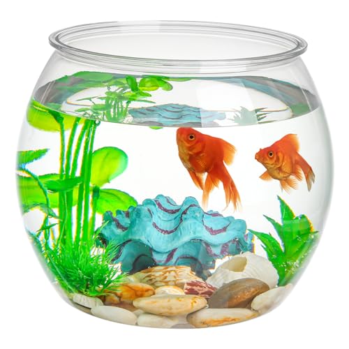 Totority Kleines Transparentes Aquarium aus Unzerbrechlichem Kunststoff Goldfischbehälter für Schreibtisch und Bürodekoration für Pflanzen und Moderne Raumgestaltung von Totority