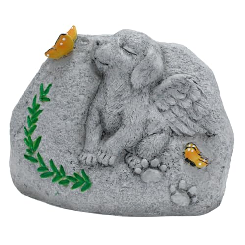 Totority dekorativer Pflanzer für den Außenbereich grabstein für Tiere Angel Hund - Gedenkblumentopf Tiergedenkengel Pflanztopf klein Hunde-Gedenkpflanzer Zimmertöpfe für Pflanzen Harz Grey von Totority