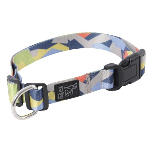 TOTTO - Halsband für mittelgroße Hunde, Modell Mylu, Größe M, verstellbares Hundehalsband, robuste Beschläge, Sicherheitsschild, D-Ring für Leine, Geommyn-Druck, Mehrfarbig TOTTO - Halsband für mittelgroße Hunde, Modell Mylu, Größe M, verstellbares Hundehalsband, robuste Beschläge, Sicherheitsschild, D-Ring für Leine, Geommyn-Druck, Mehrfarbig von Totto