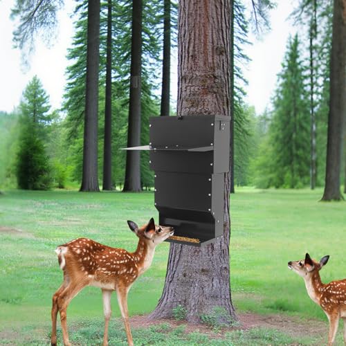 Futterautomat Automatischer 27kg hängender Gross Futtertröge für Hirsch, Hühner, Geflügel, Futterspender mit Deckel, zur Befestigung an der Wand von TouTToNG