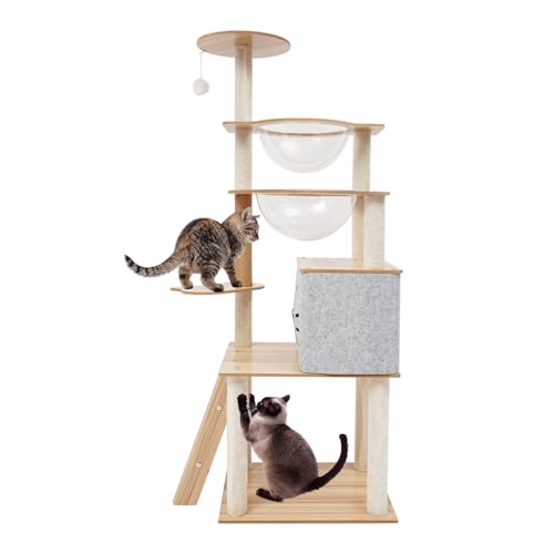 Kratzbaum Kratzsäulen für Wohnungskatzen Katzen, Katzenhaus mit 2* Raumkapseln, 1*Katzenhaus, 1*Höhle, 50 * 40 * 135cm, Holz Farbe Kratzbaum Kratzsäulen für Wohnungskatzen Katzen, Katzenhaus mit 2* Raumkapseln, 1*Katzenhaus, 1*Höhle, 50 * 40 * 135cm, Holz Farbe von TouTToNG