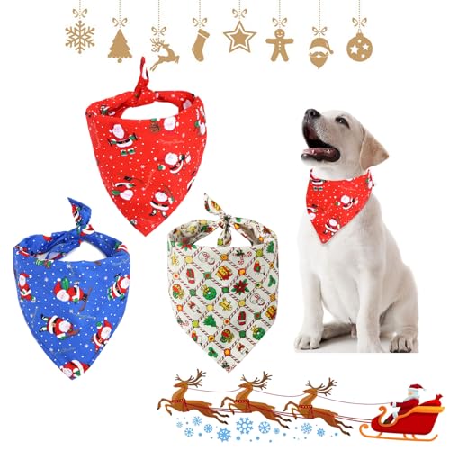 Hundehalstuch Weihnachten, Hund Weihnachten Halstuch, 3 Stück Hundehalstuch, Hunde Bandana Kopftücher, Hundehalstuch Weihnachten Geschenk, Bandana für Hund, Hunde Bandana Kopftücher von Toulifly