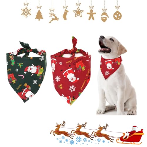 Hundehalstuch Weihnachten, Hundehalstuch, 2 Stück Hund Weihnachten Halstuch, Hunde Bandana Kopftücher, Hundehalstuch Weihnachten Geschenk, Bandana für Hund, Hunde Bandana Kopftücher von Toulifly