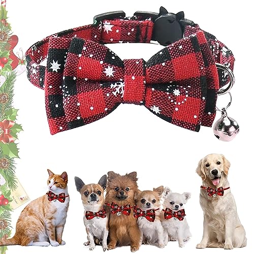 Weihnachten Halsband Hund Katze, Halsbänder mit Fliege Weihnachts, Kariertes Kostüm Hundehalsband mit Abnehmbar Schleife, Weihnachtshalsband, Hundehalsbänder Verstellbares für Kätzen und Hunde (Rot) Weihnachten Halsband Hund Katze, Halsbänder mit Fliege Weihnachts, Kariertes Kostüm Hundehalsband mit Abnehmbar Schleife, Weihnachtshalsband, Hundehalsbänder Verstellbares für Kätzen und Hunde (Rot) von Toulifly