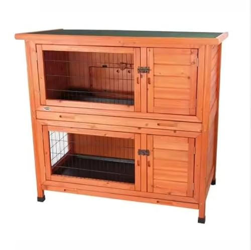 Tourtecs Kaninchenstall mit Rampe Kleintierstall 2 Ebenen draußen GI53 Tannenholz von Tourtecs