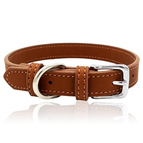 Rundes Leder Hundehalsband,gepolstertem Leder, strapazierfähiges Hundehalsband aus Leder mit Verstellbarer, rostfreier Metallschnalle,Braun, geeignet für kleine und mittelgroße Hunde. Rundes Leder Hundehalsband,gepolstertem Leder, strapazierfähiges Hundehalsband aus Leder mit Verstellbarer, rostfreier Metallschnalle,Braun, geeignet für kleine und mittelgroße Hunde. von Tovbmup