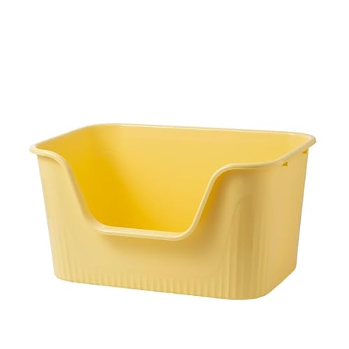TownTime Katzenklo XXL, 64,18 cm L × 45,3 cm B × 33,3 cm H, Katzenklo groß offen, Katzentoilette für große Katzen, Kätzchen, Katzenklo mit hohem Rand, ohne Deckel, Katzentoilette(Gelb) von TownTime