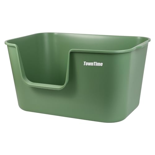 TownTime Katzenklo XXL, 64,48 cm L × 43 cm B × 33cm H, für große Katzen, Kätzchen, leicht zu reinigen(Grün) von TownTime