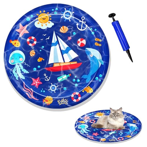 Katzen-Wasserspielmatte, Katzen-Wassersensorische Matten, Kühlmatten für Haustiere, aufblasbares sensorisches Spielkissen, kühles Komfort-Pad, verdicktes, interaktives Wasserbett für Hunde, Katzen Katzen-Wasserspielmatte, Katzen-Wassersensorische Matten, Kühlmatten für Haustiere, aufblasbares sensorisches Spielkissen, kühles Komfort-Pad, verdicktes, interaktives Wasserbett für Hunde, Katzen von Toyhood