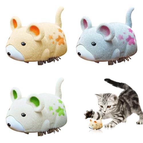Toyhood 3pcs Mini Interactive Mouse Cat Toy, Interactive Electric Hamster Cat Toy, Self-Moving with Sound, Funny Pet Indoor Kitten Chasing Mouse Play von Toyhood