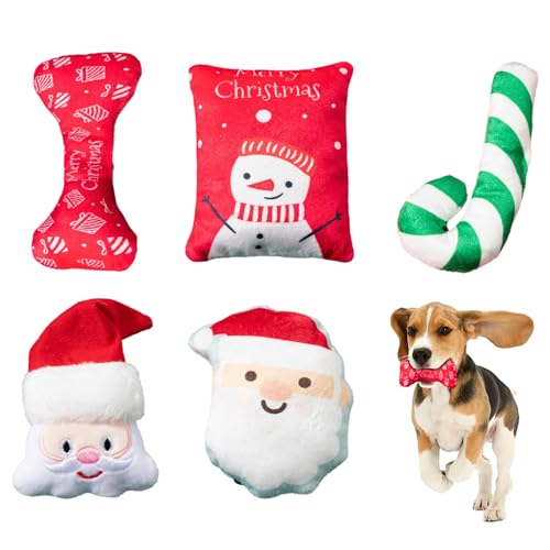Toyhood 5-teiliges Haustier Sound Spielzeug: Weihnachtliches Design, Interaktive Kauspielzeug für Hunde und Katzen, Ideal für Zahnen, Mentale Stimulation und Kauen von Toyhood