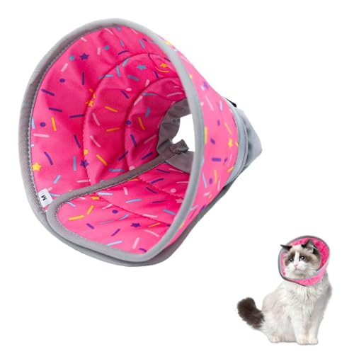 Toyhood Verstellbares Katzenhalsband in leuchtendem Rosa, weiche Katzenerholungshalsbänder Kegel nach Operationen, stoppen Sie das Lecken, für kleine Hunde und Katzen (Rosa, M) von Toyhood