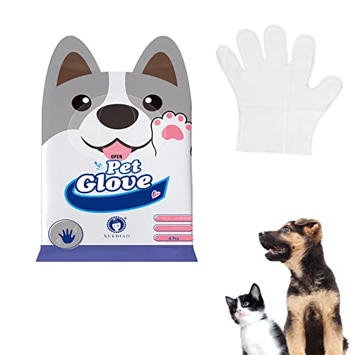 Toysructin Fellpflege-Handschuhe für Hunde und Katzen, 6 Stück, Einweg-Hundetücher zum Reinigen und Desodorieren, Katzen-Badetücher für Körperhaar, Augen, Ohren, Pfoten, Waschen, Campanula-Duft von Toysructin