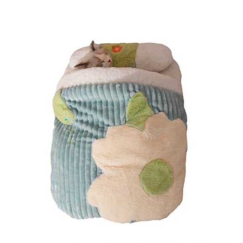 Toysructin Katzenschlafsack mit abnehmbarem Kissen, Plüsch Warm Katzenbett Höhle Nest Blumenmuster Haustier Selbstwärmend Kuschelsack, Weich Gemütlich Kätzchen Versteck Haus für Welpen Katzen Toysructin Katzenschlafsack mit abnehmbarem Kissen, Plüsch Warm Katzenbett Höhle Nest Blumenmuster Haustier Selbstwärmend Kuschelsack, Weich Gemütlich Kätzchen Versteck Haus für Welpen Katzen von Toysructin