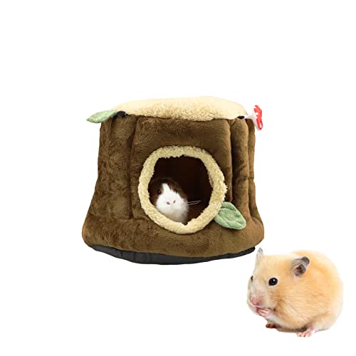 Toysructin Meerschweinchen-Bett, warmes Kleintier-Versteck Haus Höhle, weicher Baumstumpfform, Hamster-Hängematte, gemütliche Chinchilla-Igel-Habitat-Hauskäfig-Zubehör für Hamster, Kaninchen, Häschen von Toysructin