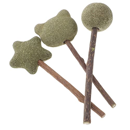 3Stücke Teiliges Katzenminze Kauspielzeug Molar Sticks Essbare Lollipops für Katzen Fördert Zahnpflege für Kätzchen und Katzen von Toyvian
