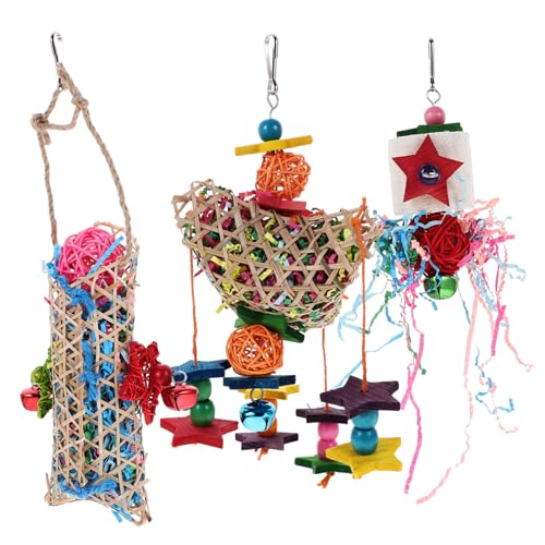 Toyvian 3stücke Papageienspielzeug Vogelspielzeug Papageienkauspielzeug Haustierbedarf Für Sittiche Nymphensittiche Und Andere Vögel Zum Kauen Und Klettern in Verschiedenen Formen Und von Toyvian