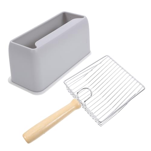 Toyvian 1 Satz Katzenstreuschaufel Aus Edelstahl Groß Wurf Reinigung Katzenstreuschaufel Mit Caddy-Halter Katzenschaufel Schaufeln Rostfrei Drinnen Schöpfen Abs Dark Grey von Toyvian