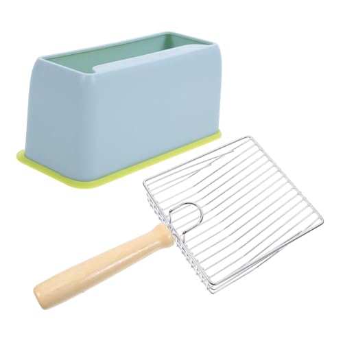 Toyvian 1 Satz Katzenstreuschaufel aus Edelstahl Scoop groß Abfallschaufel mit Halter Sichtung Schaufelstreu Katzenbedarf Katzenschaufelhalter Rostfreier Stahl Sky-Blue von Toyvian