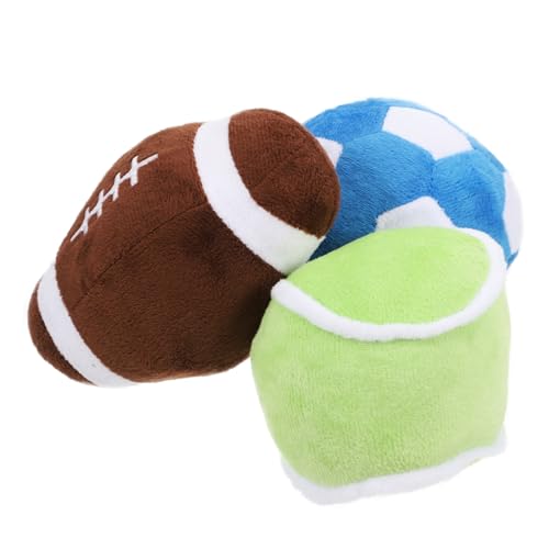 Toyvian 1 Satz Langlebiger Plüsch Hundespielzeug Weicher Fußball für Welpen und Katzen Teiliges Kauspielzeug Tennisball Rugby Fußball für Indoor Aktivitäten Zahnpflege und Spielspaß von Toyvian