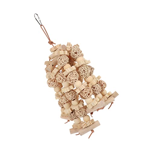 Toyvian Holz Papagei Beißspielzeug Vogel Hängespielzeug Haustierspielzeug Papageien Spielzeug Käfig Vogelspielzeug Kauen Spielen von Toyvian