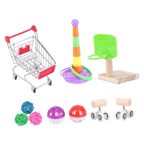 Toyvian 1 Satz Papageien Kauspielzeug mit Pulley Skateboard Bunten Kugeln Unterhaltsames Vogelspielzeug für Wellensittiche Nymphensittiche Langlebig für Stundenlangen von Toyvian