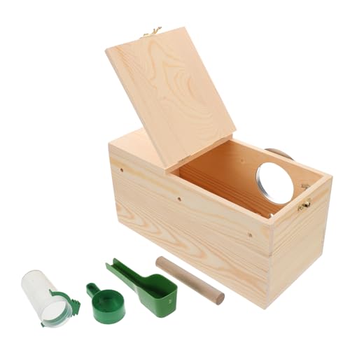 Toyvian 1 Satz Papageiennistbox Holznest Für Vögel Vogelhäuser Sittich Nest Wellensittichkäfig Kleines Sittichnest Nistkästen Für Wellensittiche Papageiennest Vogelhaus Hölzern Beige von Toyvian