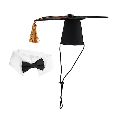 Toyvian 1 Satz Pet Doctor's Hut Fliege Set Hundekostüme Haustierkostüme Für Hunde Hundekleid Hunde-abschlusskostüm Hundeabschlusskappe Und Kleidblau Hund Brauch Hundeanzug Black Polyester von Toyvian